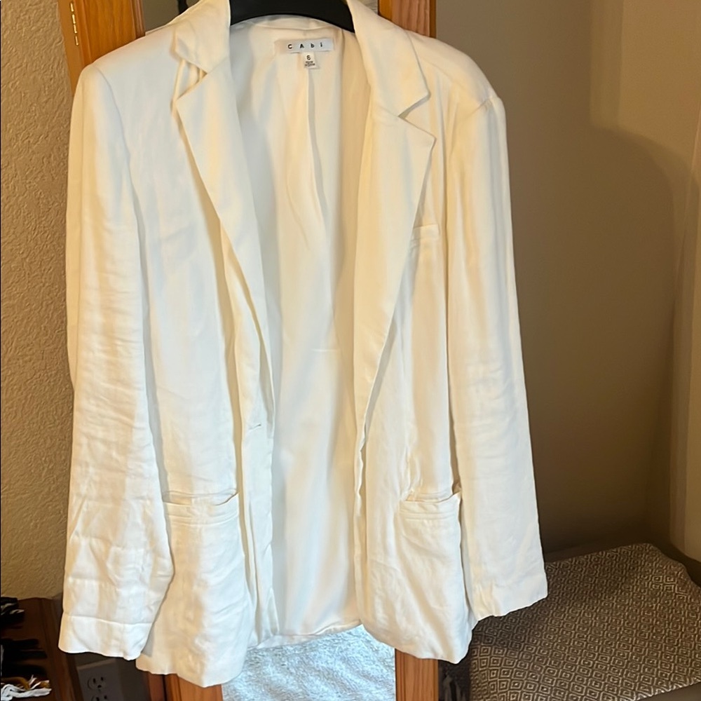 Cabi White Linen Blazer Classic Suit Jacket
